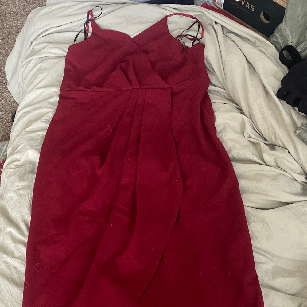 Lulu's Deep Red Midi Dress